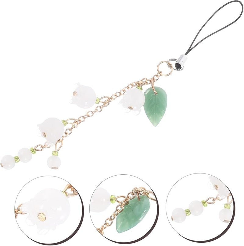 Balacoo Flower Shaped Jade Phone Lanyard Pendant Charm Lightweight Easy Install Accessory - Image 5